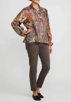 Bokja Silk Twill Petitcoat Z Shirt In Orange, Yellow & Blue