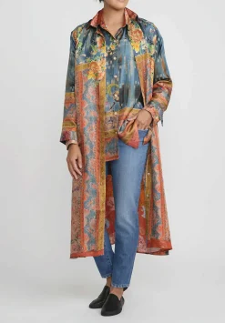 Bokja Silk Twill Regalia Z Dress In Blue & Orange