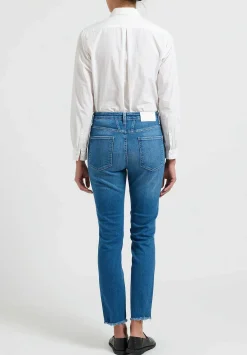 Closed Skinny ''Pedal Pusher'' Distressed High-Rise Jeans In Faded Mid Blue