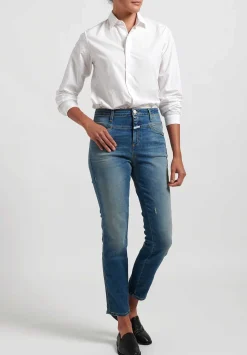 Closed Skinny ''Pedal Pusher'' High-Rise Jeans In Mid Blue