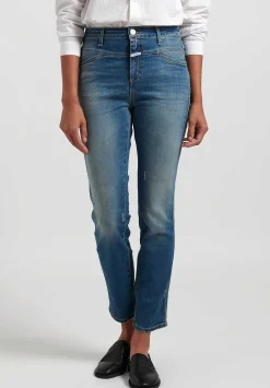 Closed Skinny ''Pedal Pusher'' High-Rise Jeans In Mid Blue