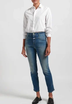 Closed Skinny ''Pedal Pusher'' High-Rise Jeans In Mid Blue