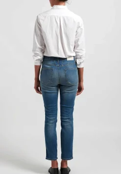 Closed Skinny ''Pedal Pusher'' High-Rise Jeans In Mid Blue