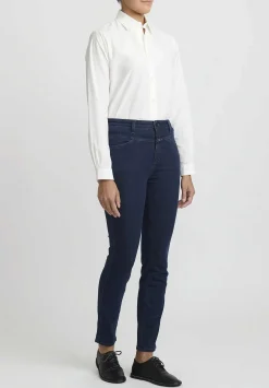 Closed Skinny Pusher High-Rise Jeans In Dark Blue