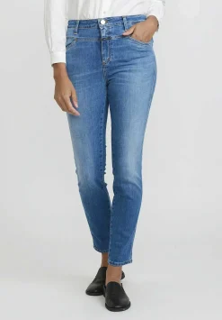 Closed Skinny Pusher High-Rise Jeans In Mid Blue