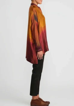 Masnada Smoulder French Cuff Shirt In Orange & Red