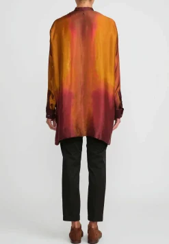Masnada Smoulder French Cuff Shirt In Orange & Red