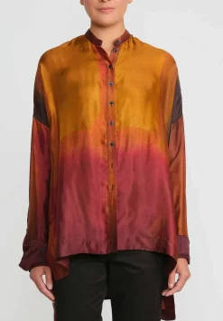 Masnada Smoulder French Cuff Shirt In Orange & Red
