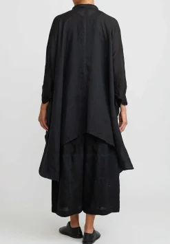 Gilda Midani Solid Dyed Linen Square Tunic In Black