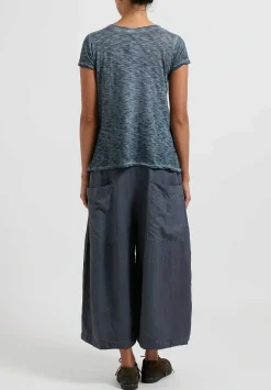 Gilda Midani Solid Linen & Silk Egg Pants In Steel Blue