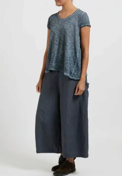 Gilda Midani Solid Linen & Silk Egg Pants In Steel Blue