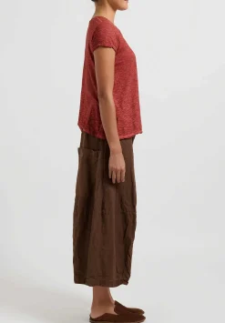Gilda Midani Solid Linen And Silk Egg Pants In Rust Brown