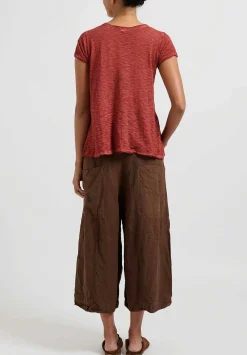 Gilda Midani Solid Linen And Silk Egg Pants In Rust Brown
