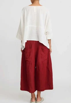 Gilda Midani Solid Linen And Silk Egg Pants In Barn Red