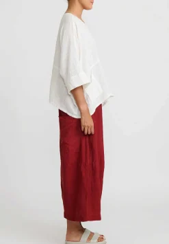 Gilda Midani Solid Linen And Silk Egg Pants In Barn Red
