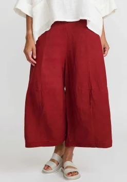 Gilda Midani Solid Linen And Silk Egg Pants In Barn Red