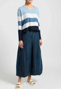Gilda Midani Solid Linen And Silk Egg Pants In Last Blue