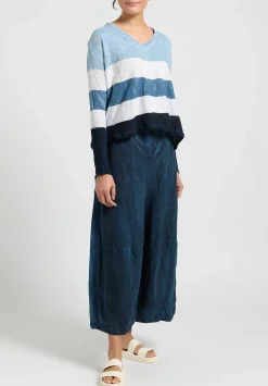 Gilda Midani Solid Linen And Silk Egg Pants In Last Blue