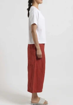 Gilda Midani Solid Linen And Silk Egg Pants In Fire Brick