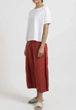 Gilda Midani Solid Linen And Silk Egg Pants In Fire Brick