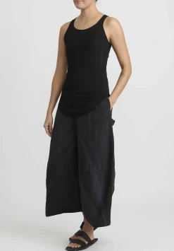 Gilda Midani Solid Linen And Silk Egg Pants In Black