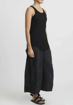 Gilda Midani Solid Linen And Silk Egg Pants In Black
