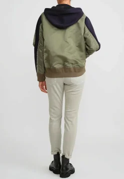 Sacai Sponge Sweater Hoodie In Black & Khaki Green