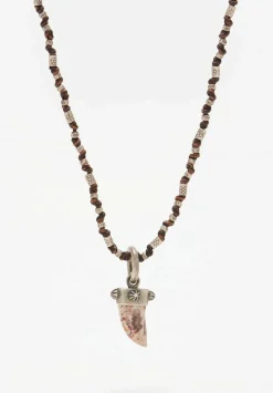 Miranda Hicks Sterling Silver Leather And Mexican Opal Necklace