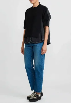 Sacai Straight Cotton Denim Jeans In Blue