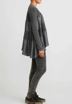 Uma Wang Stretch Cotton Tessa Flared Top In Dark Grey