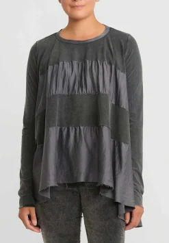 Uma Wang Stretch Cotton Tessa Flared Top In Dark Grey