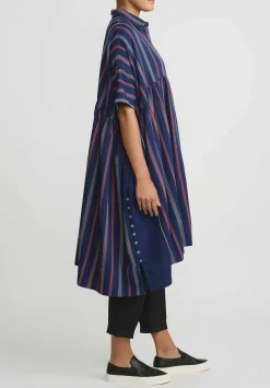 Péro Striped Wool Oversized Dress In Navy & Red
