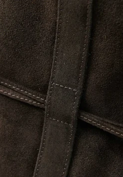Corîu Suede Large Crossbody Bucket Bag In Dark Brown