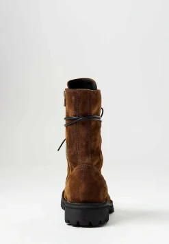 Officine Creative Suede Loraine Jefferson High Ankle Boots In Birra Brown