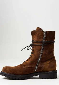 Officine Creative Suede Loraine Jefferson High Ankle Boots In Birra Brown