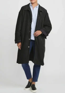 Bergfabel Suede Overcoat In Petrol Green