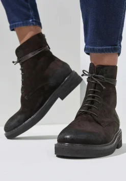 Marsèll Suede Parrucca Combat Boots In Moro Brown
