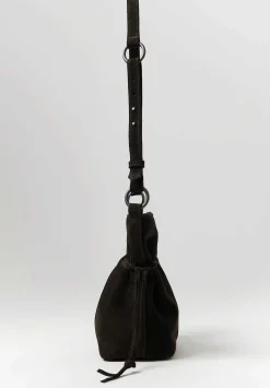 Corîu Suede Small Bucket Crossbody Bag In Dark Brown