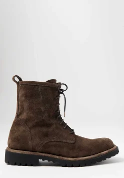 Officine Creative Suede Spectacular Jefferson High Ankle Boot In Muschio Brown