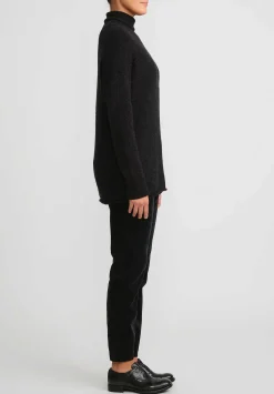 Lauren Manoogian Super Baby Alpaca And Cashmere Funnel Neck Sweater In Black Melange & White Fleck