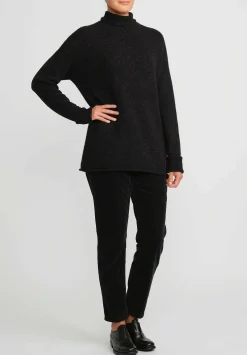 Lauren Manoogian Super Baby Alpaca And Cashmere Funnel Neck Sweater In Black Melange & White Fleck