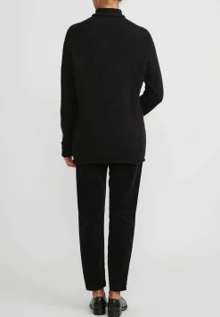 Lauren Manoogian Super Baby Alpaca And Cashmere Funnel Neck Sweater In Black Melange & White Fleck