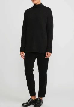Lauren Manoogian Super Baby Alpaca And Cashmere Funnel Neck Sweater In Black Melange & White Fleck