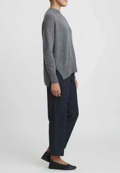 Jil Sander Superfine Cashmere Open Stitch Sweater In Medium Grey