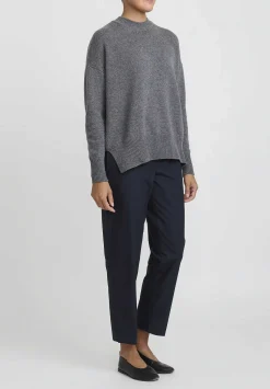 Jil Sander Superfine Cashmere Open Stitch Sweater In Medium Grey