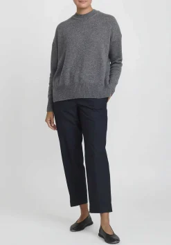 Jil Sander Superfine Cashmere Open Stitch Sweater In Medium Grey