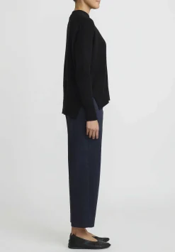 Jil Sander Superfine Cashmere Open Stitch Sweater In Black
