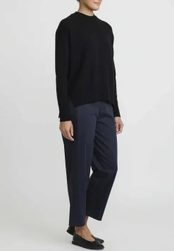 Jil Sander Superfine Cashmere Open Stitch Sweater In Black