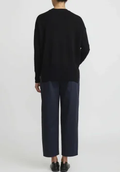 Jil Sander Superfine Cashmere Open Stitch Sweater In Black