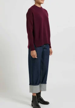Jil Sander Superfine Cashmere Open Stitch Sweater In Maroon